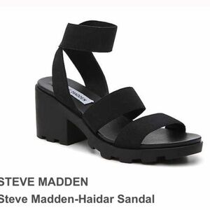 Steve Madden Black Chunky Heel Haidar Sandals